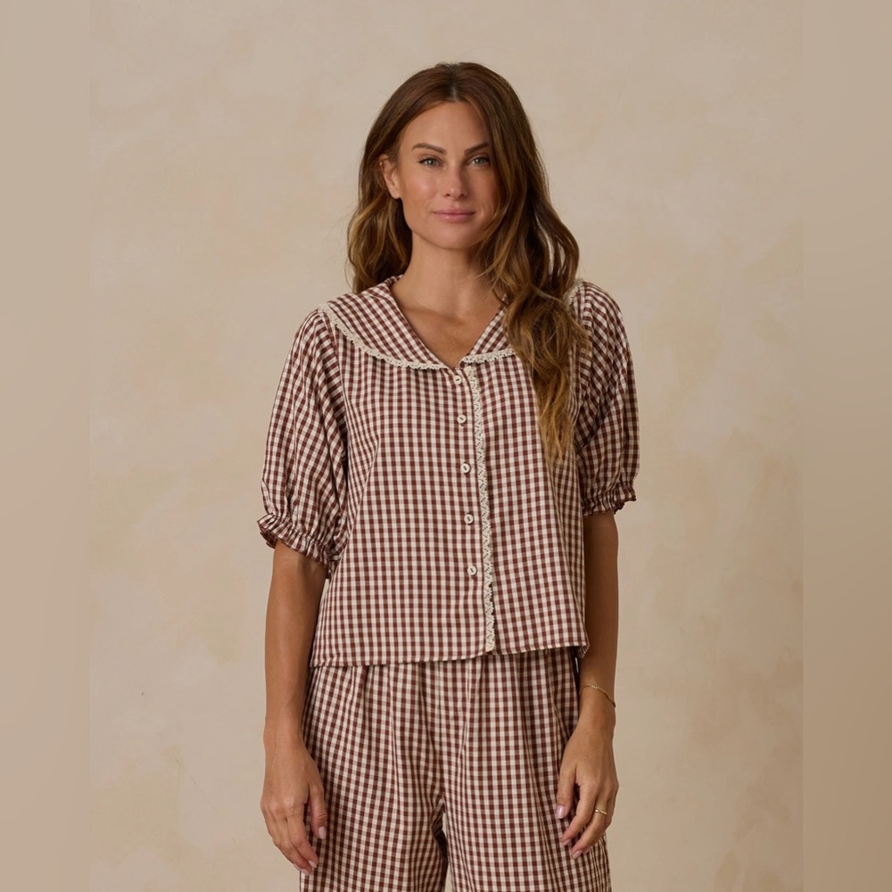 Rylee + Cru Brick Gingham Pajamas - Picture 3 of 12